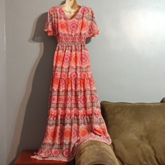 Rabbit, Rabbit, Rabbit designs women's multi color pink maxi dress - Picture 10 of 17